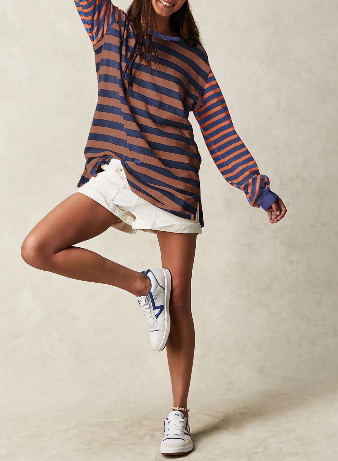 Foto 6 pulgar | Camiseta Blencot A Rayas Para Mujer, Extragrande, Y2k, Azul Marino - Venta Internacional.