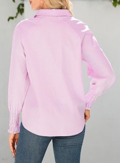 Foto 3 | Camisa Elegante Para Mujer, Casual, A Rayas, Cuello En V, Rosa, Talla S - Venta Internacional.