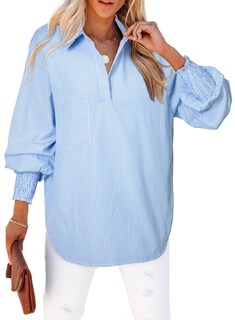 Foto 1 | Camisa Elegante Para Mujer, Cuello Largo, Cuello En V, Cuello En V, Azul L - Venta Internacional.