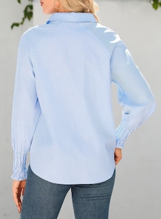 Foto 3 | Camisa Elegante Para Mujer, Cuello Largo, Cuello En V, Cuello En V, Azul L - Venta Internacional.