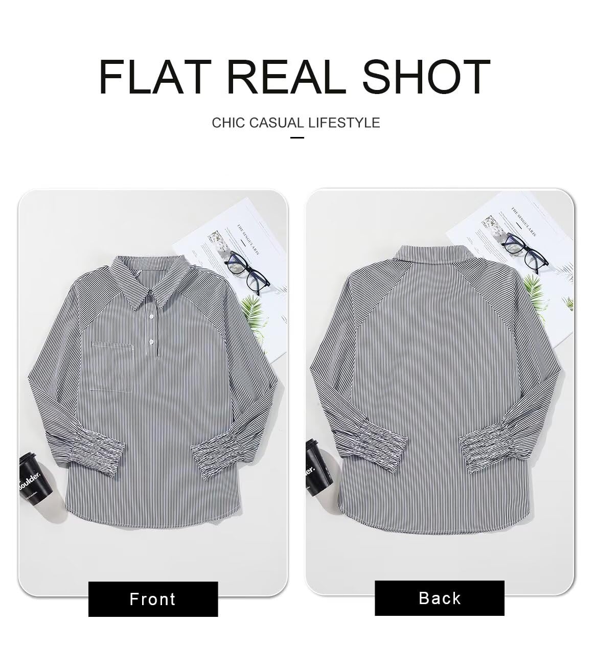 Foto 6 pulgar | Blusa Elegante Para Mujer, Holgada, Con Puños, A Rayas, Negra, Mediana - Venta Internacional.