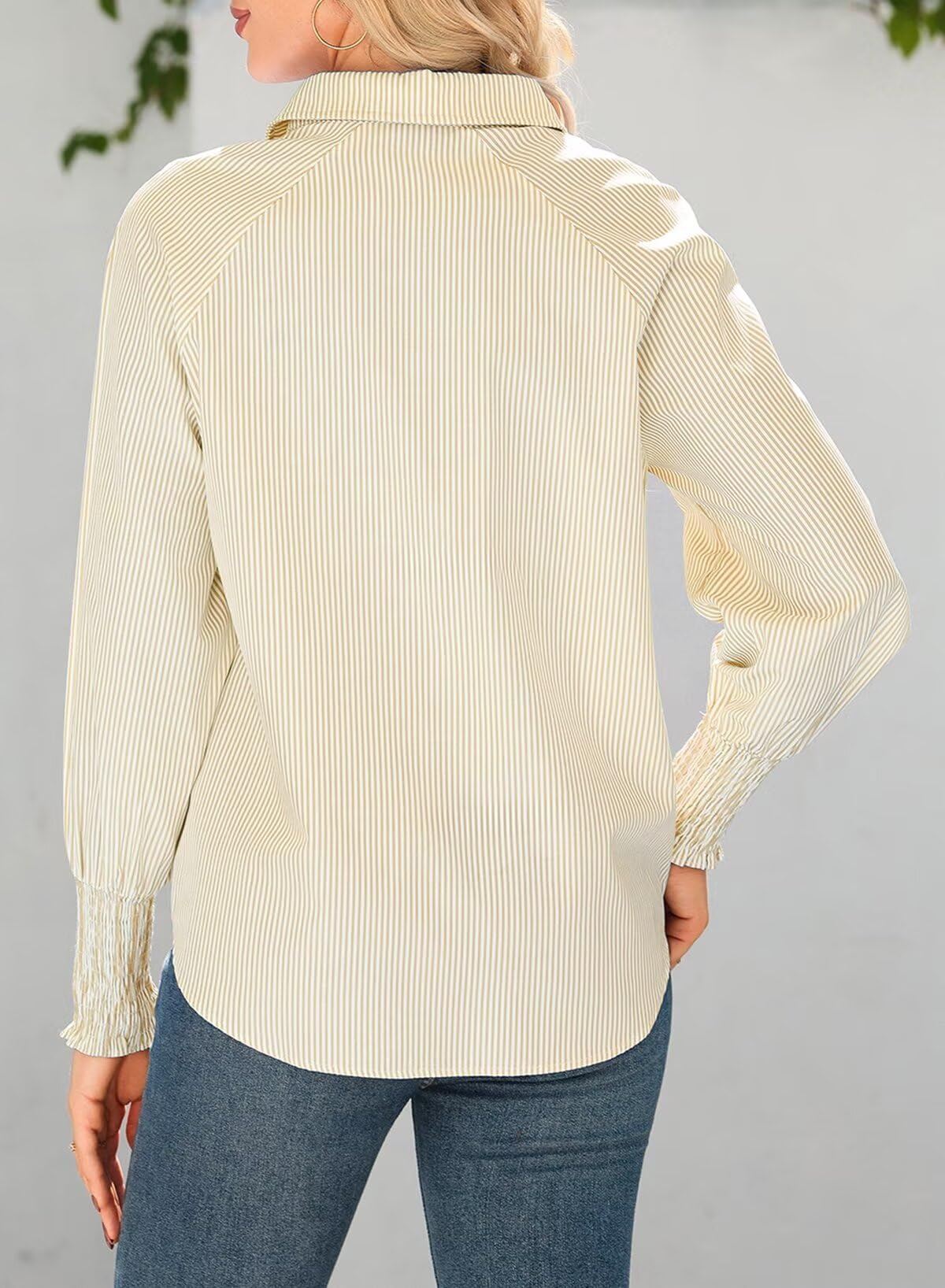 Foto 4 pulgar | Camisa Elegante Con Cuello De Mujer, Manga Larga, Cuello En V, Botones - Venta Internacional.