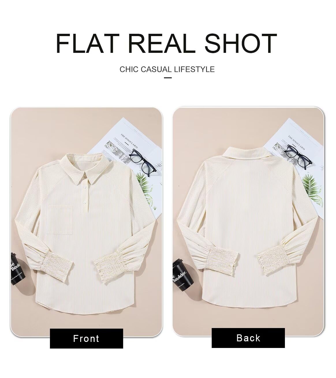 Foto 6 pulgar | Camisa Elegante Con Cuello De Mujer, Manga Larga, Cuello En V, Botones - Venta Internacional.
