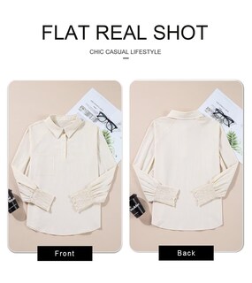 Foto 5 | Camisa Elegante Con Cuello De Mujer, Manga Larga, Cuello En V, Botones - Venta Internacional.