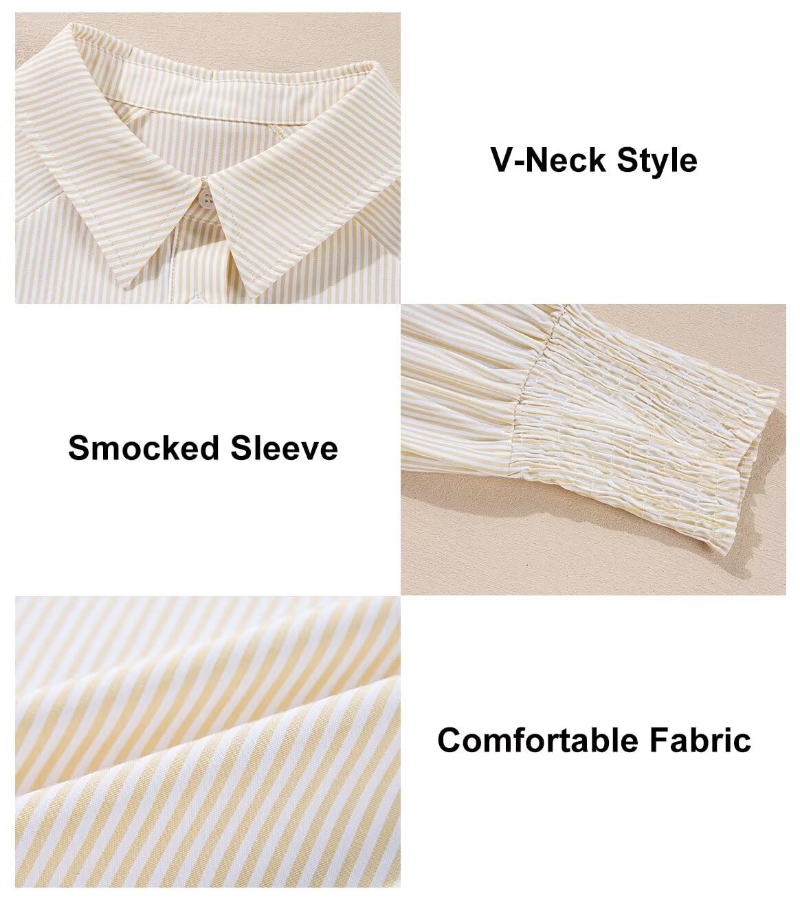 Foto 7 pulgar | Camisa Elegante Con Cuello De Mujer, Manga Larga, Cuello En V, Botones - Venta Internacional.