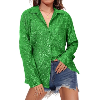 Foto 1 | Top con Lentejuelas Zando Verde para Mujer - Venta Internacional
