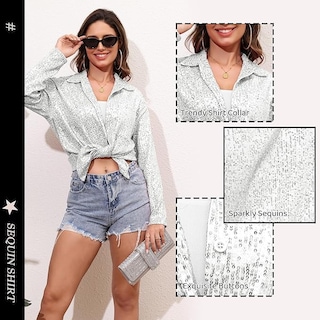 Foto 3 | Top con Lentejuelas Zando Verde para Mujer - Venta Internacional