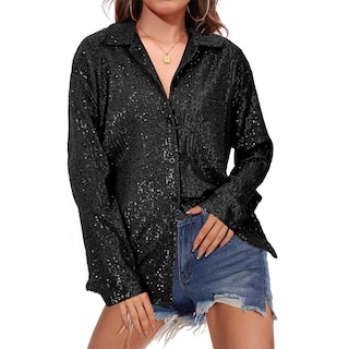 Foto 1 | Camisa de Lentejuelas Zando Negro - Venta Internacional