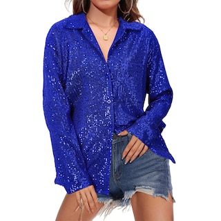 Foto 1 | Top con Lentejuelas Zando Royal Azul para Mujer- Venta Internacional