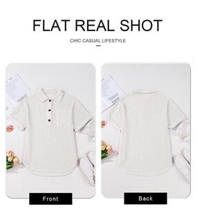 Foto 5 | Blusa Tipo Túnica Elegante De Punto Gofrado, Manga Corta, Cuello En V, Blanca - Venta Internacional.