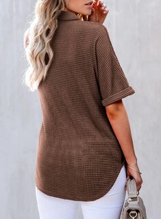 Foto 2 | Camisa Astylish Henley Para Mujer, Manga Corta, Cuello En V, Color Café - Venta Internacional.