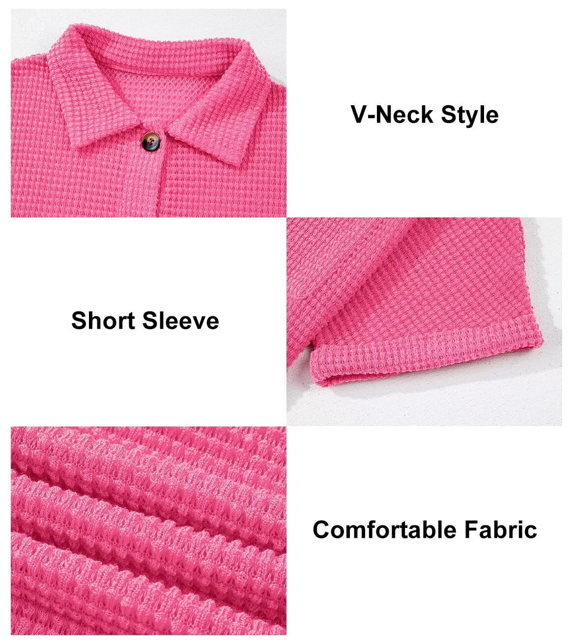 Foto 7 pulgar | Camisa Astylish Para Mujer, Cuello En V, Cuello En V, Manga Corta, Rosa Roja, Talla M - Venta Internacional.