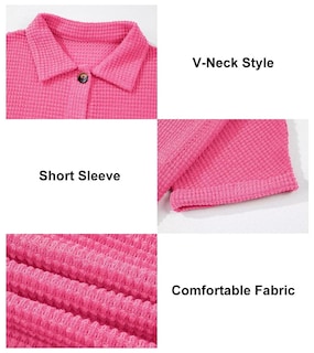 Foto 6 | Camisa Astylish Para Mujer, Cuello En V, Cuello En V, Manga Corta, Rosa Roja, Talla M - Venta Internacional.
