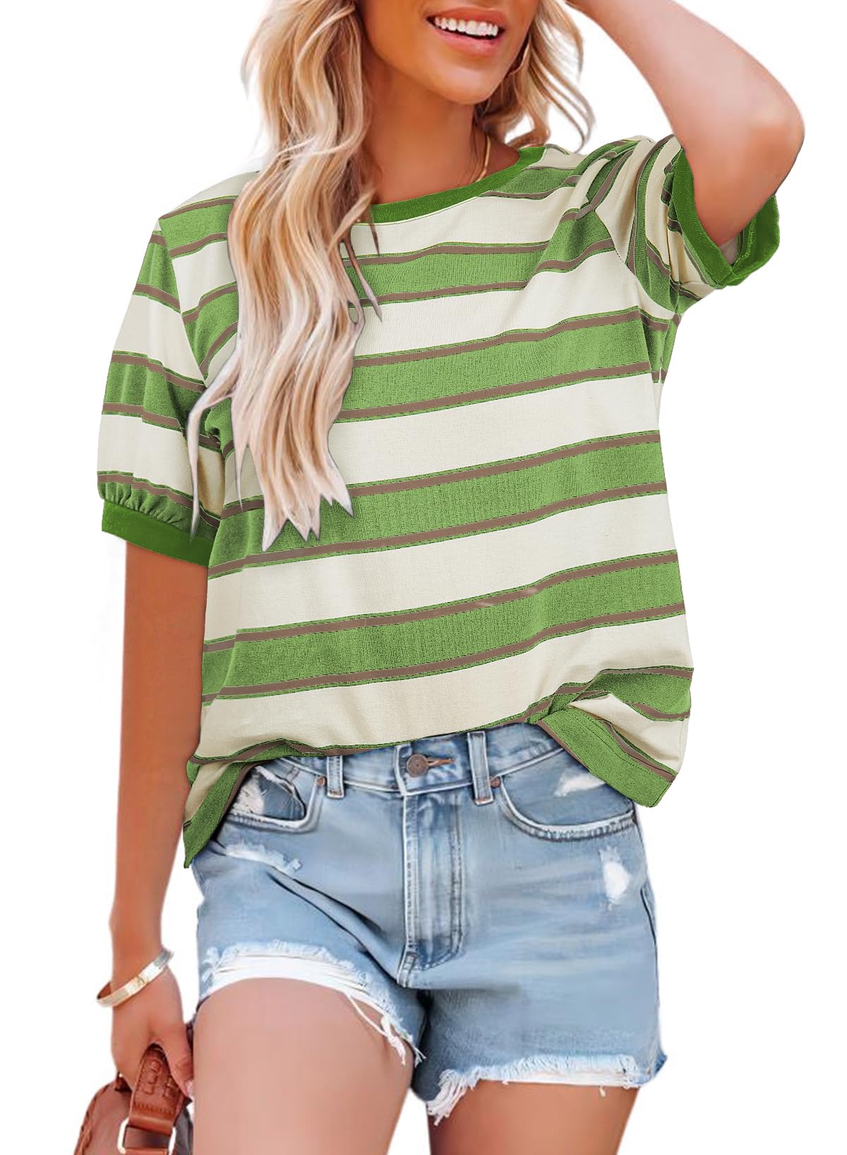 Foto 2 pulgar | Camiseta Dokotoo Summer 2025 Con Bloques De Colores A Rayas Para Mujer - Venta Internacional.