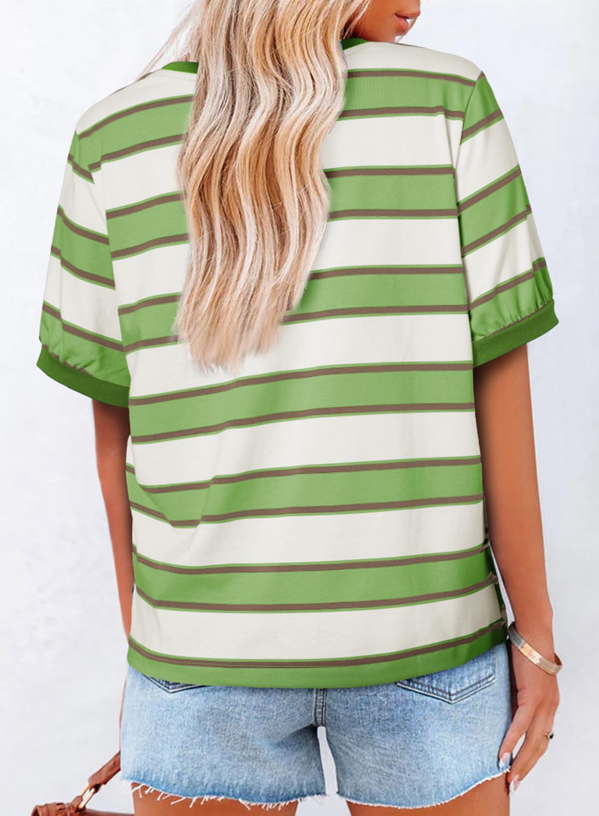 Foto 3 pulgar | Camiseta Dokotoo Summer 2025 Con Bloques De Colores A Rayas Para Mujer - Venta Internacional.