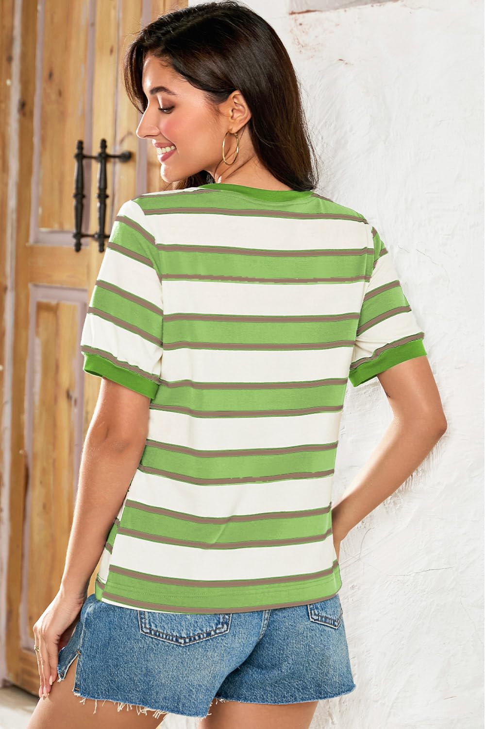 Foto 7 pulgar | Camiseta Dokotoo Summer 2025 Con Bloques De Colores A Rayas Para Mujer - Venta Internacional.