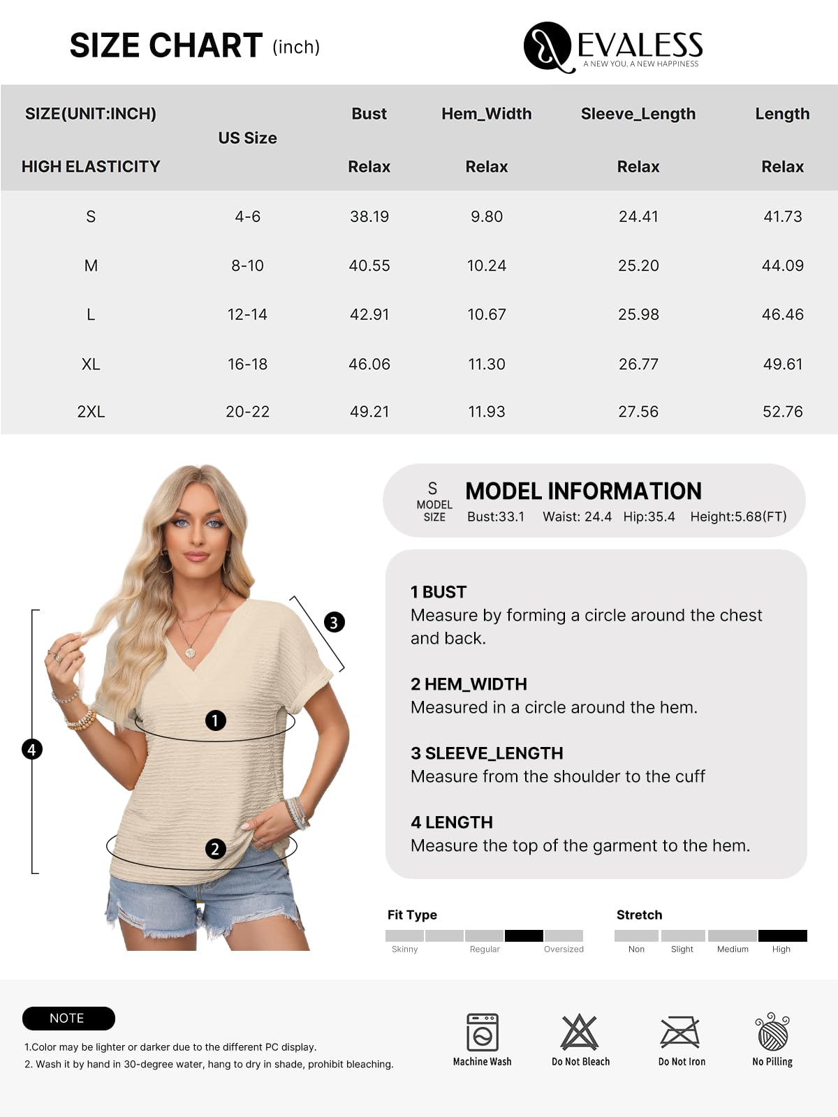 Foto 6 pulgar | Blusa Tipo Túnica Evaless Para Mujer 2025 Con Cuello En V Y Manga Corta, Color Caqui - Venta Internacional.