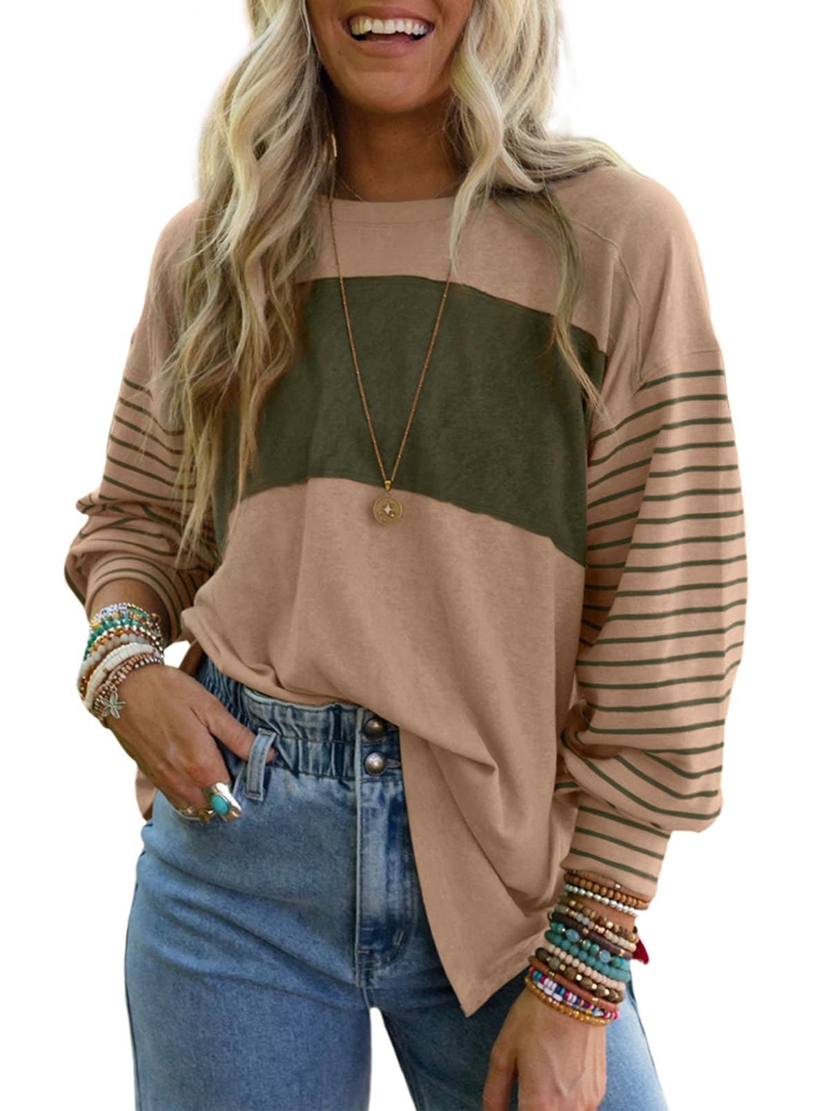 Foto 1 | Blusa Dokotoo Manga Larga Caqui Pálido para Mujer - Venta Internacional