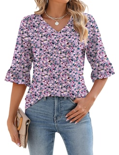 Foto 1 | Top Tipo Túnica Lomon Con Mangas 3/4 Y Cuello En V, Casual, Casual, Para Mujer - Venta Internacional.