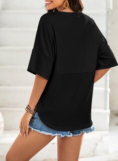 Foto 2 | Blusa Dokotoo De Verano Con Cuello Redondo, Punto Gofrado, Manga 3/4, Para Mujer - Venta Internacional.