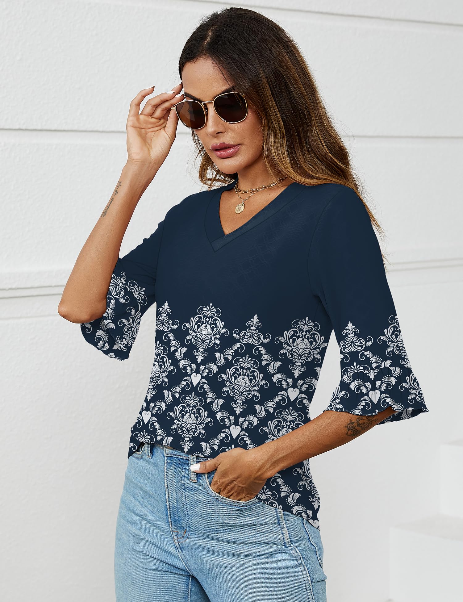 Foto 5 pulgar | Blusa Lomon Summer Tops, Túnica Bordada Con Ojales Para Mujer - Venta Internacional.