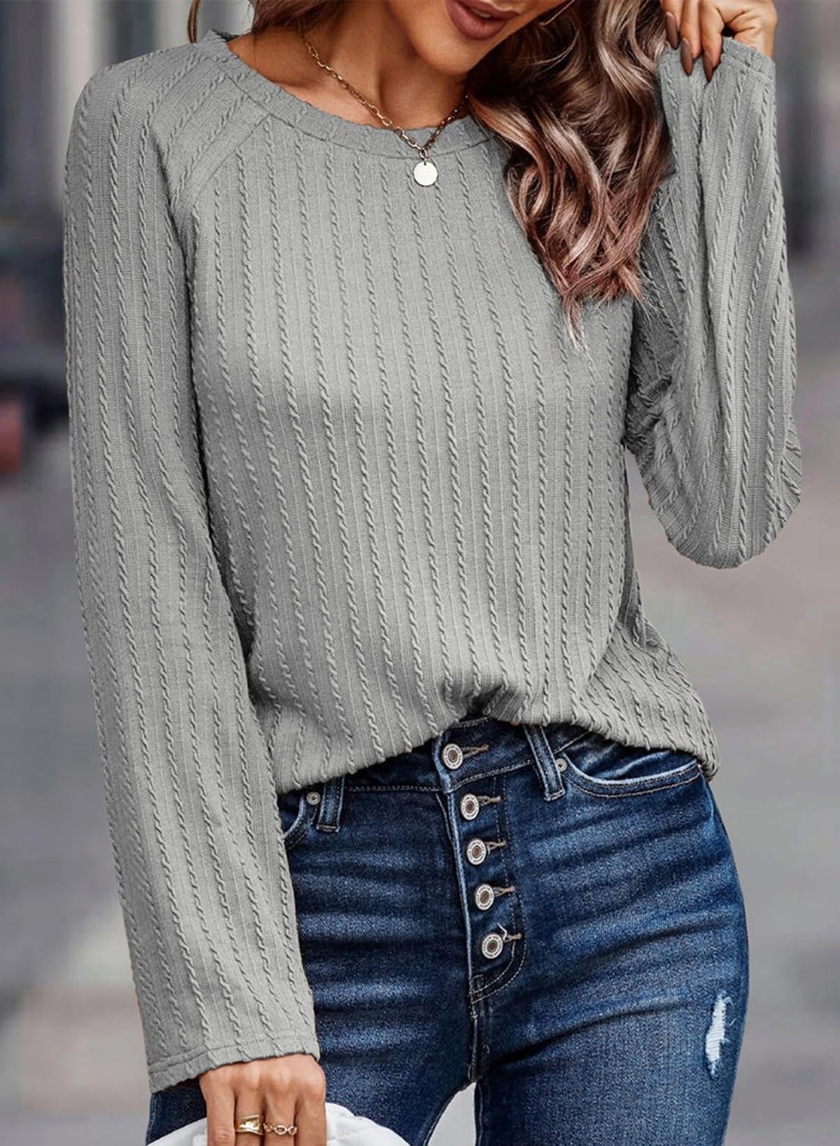 Foto 4 pulgar | Top Dokotoo De Manga Larga De Primavera Para Mujer, Talla Grande, Gris - Venta Internacional.