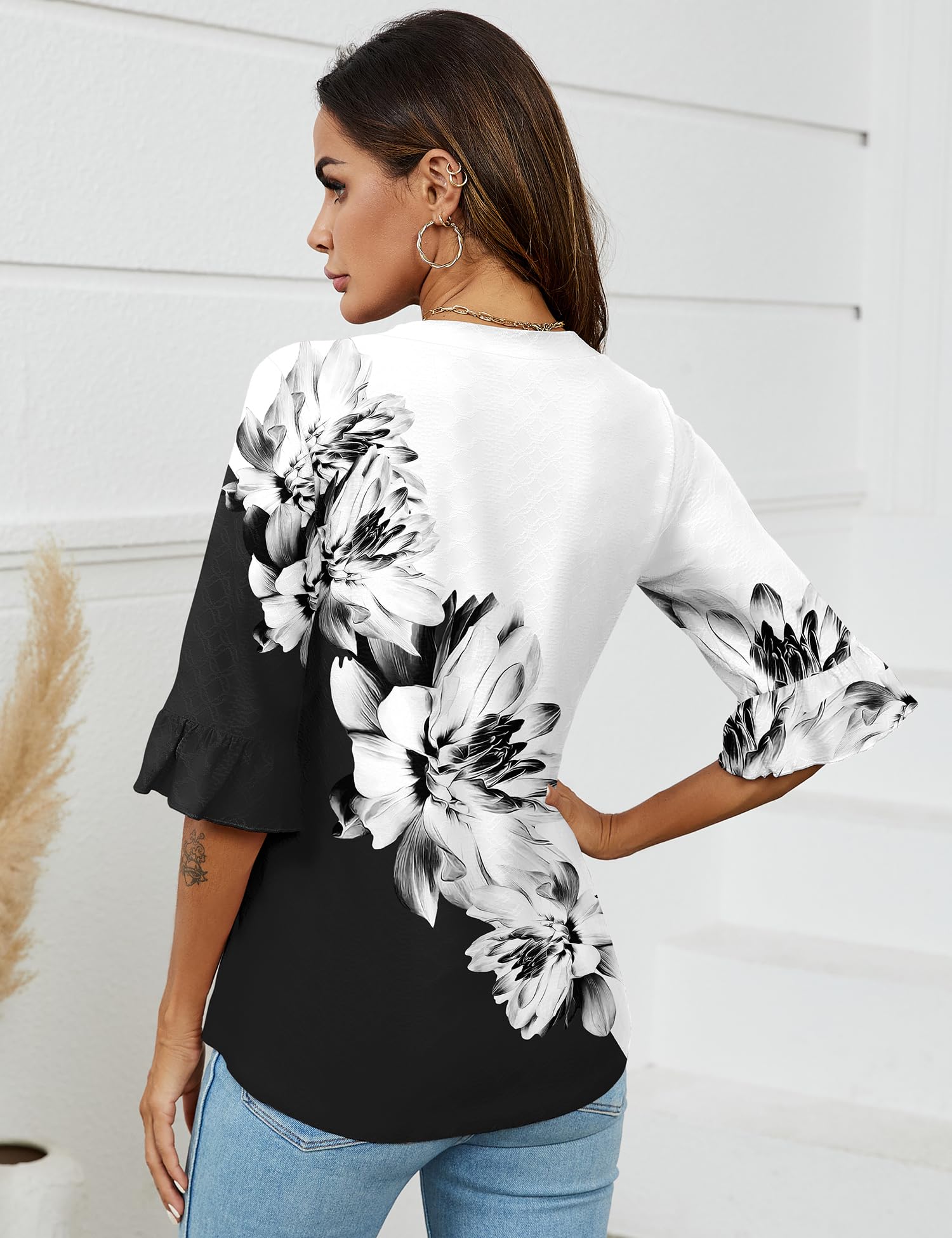 Foto 5 | Camisetas Lomon Summer Para Mujer 2025 Con Mangas 3/4 Y Cuello En V - Venta Internacional.