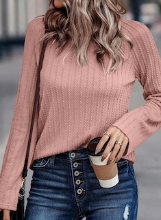 Foto 2 | Top Dokotoo Para Mujer, Talla Grande, Manga Larga, Otoño 2024, Rosa - Venta Internacional.