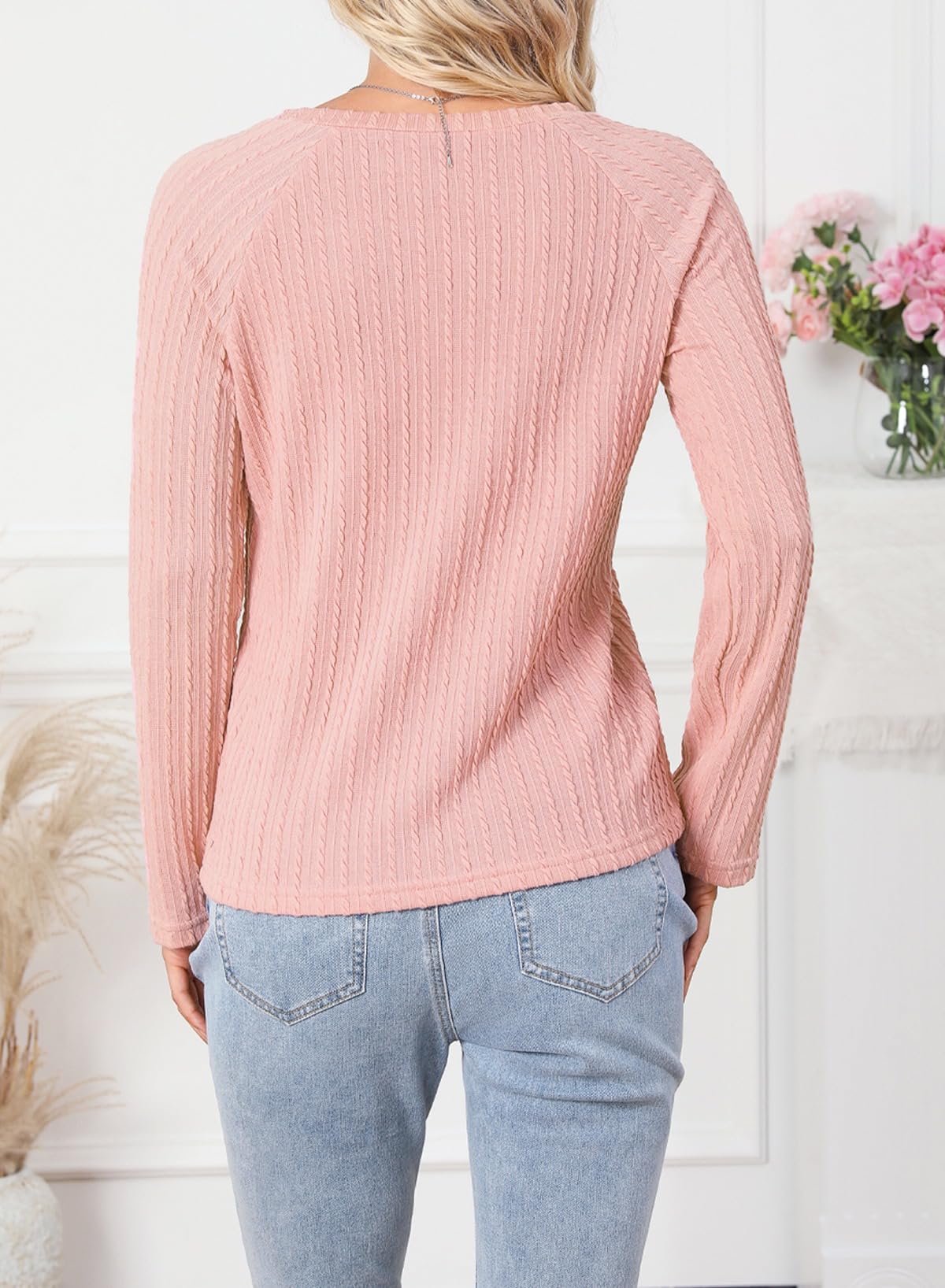 Foto 6 | Top Dokotoo Para Mujer, Talla Grande, Manga Larga, Otoño 2024, Rosa - Venta Internacional.