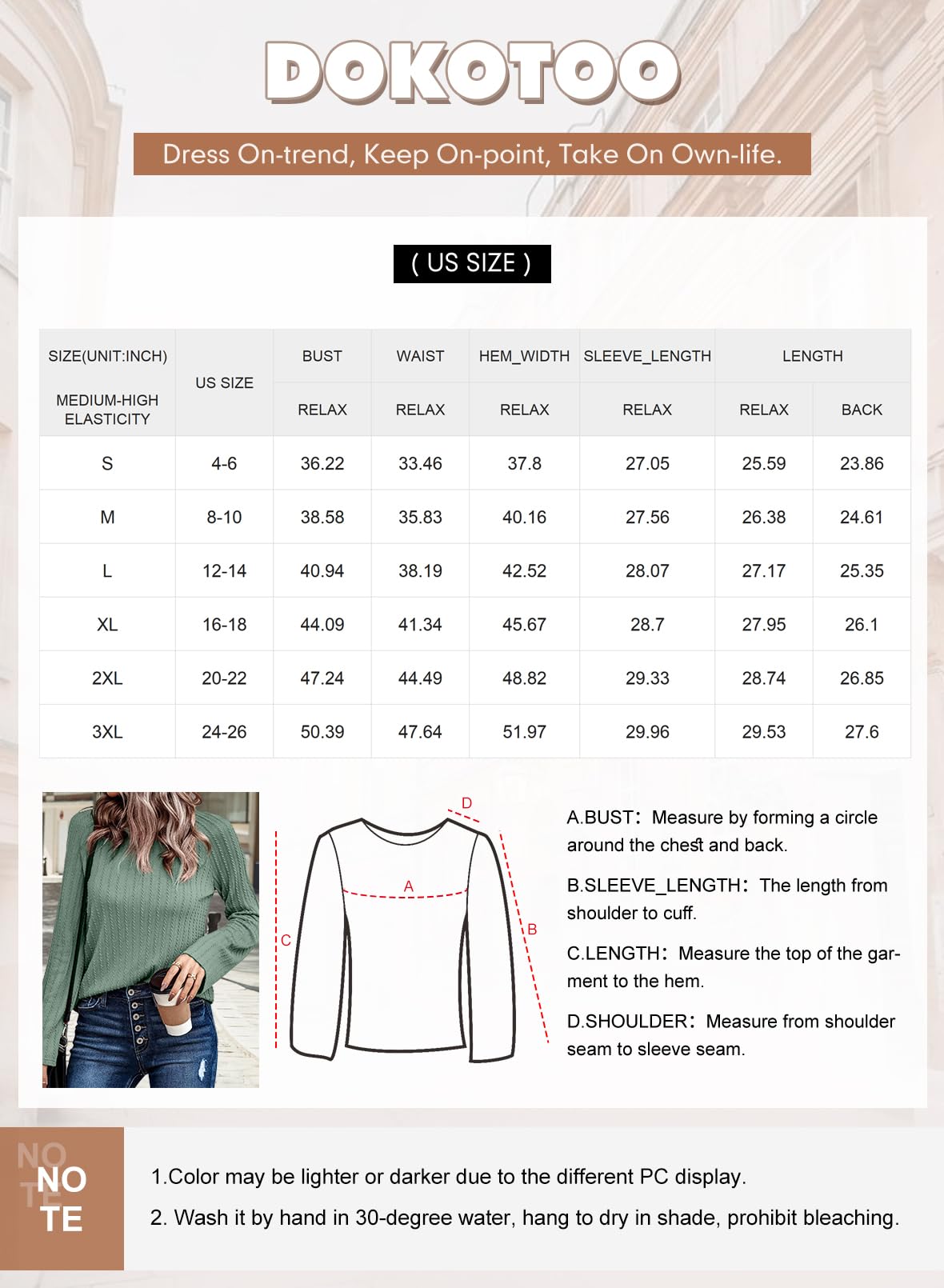 Foto 8 pulgar | Top Dokotoo Para Mujer, Talla Grande, Manga Larga, Otoño 2024, Rosa - Venta Internacional.