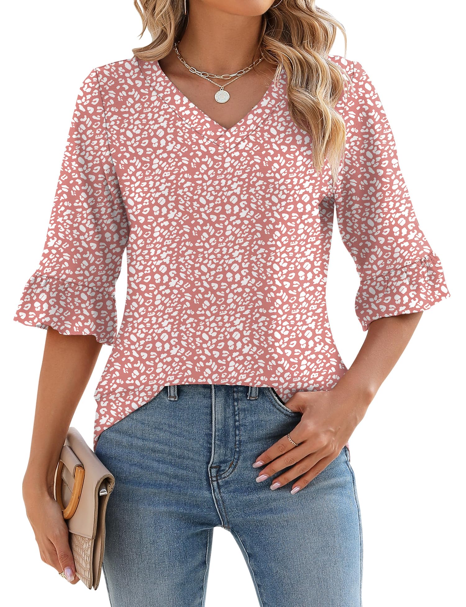 Foto 2 pulgar | Blusa Tipo Túnica Lomon Con Cuello En V Y Manga 3/4 Con Estampado Floral Para Mujer - Venta Internacional.