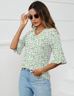Foto 5 | Blusa Lomon Para Mujer, Manga 3/4, Casual De Negocios, A1, Verde Y Blanco - Venta Internacional.