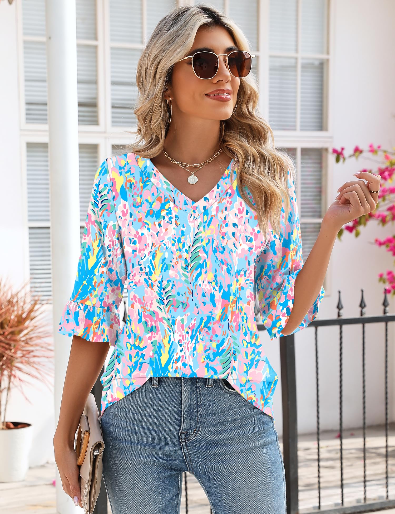 Foto 4 pulgar | Tops Lomon Para Mujer, Camisetas De Manga 3/4, Camisas, Túnica - Venta Internacional.