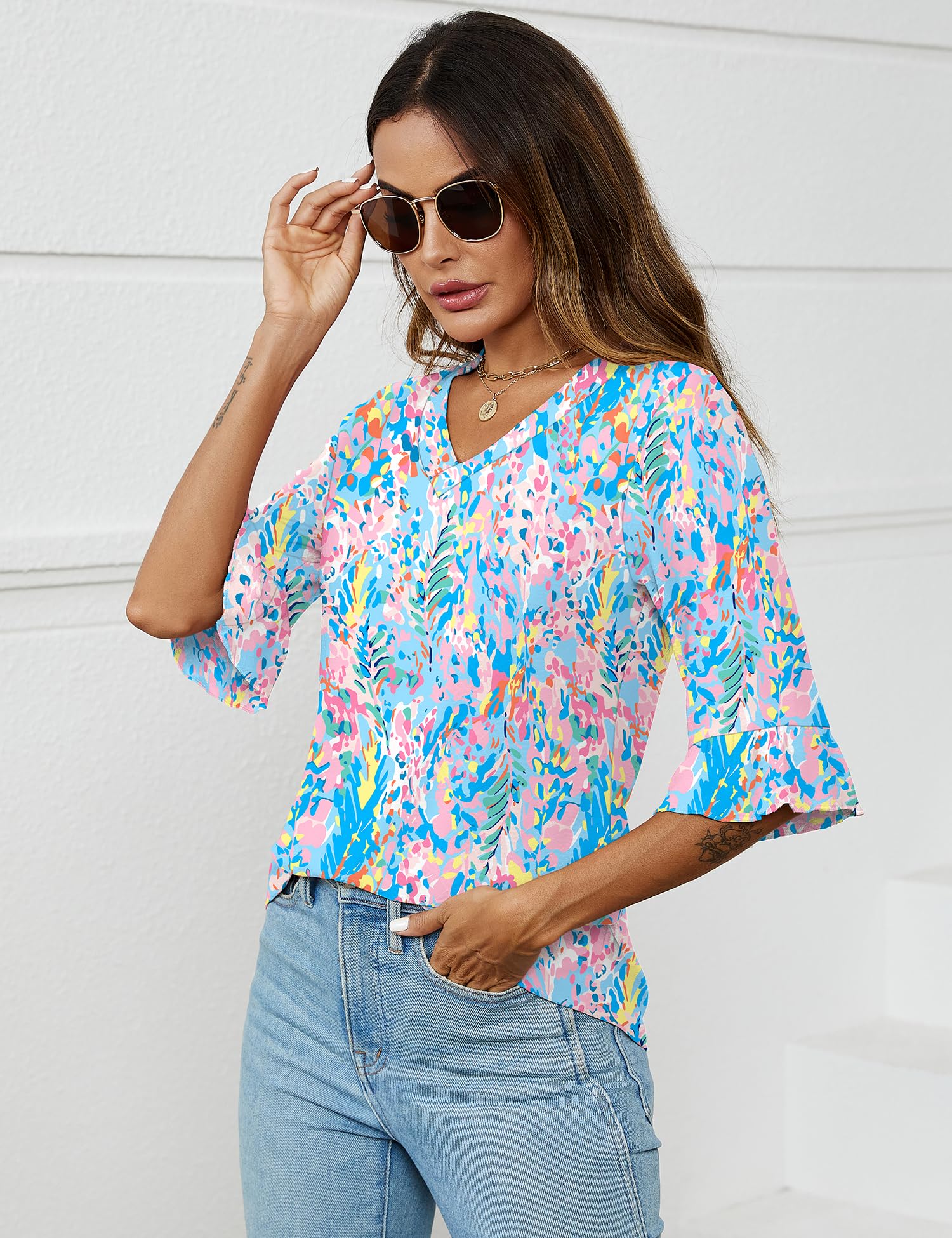 Foto 6 pulgar | Tops Lomon Para Mujer, Camisetas De Manga 3/4, Camisas, Túnica - Venta Internacional.
