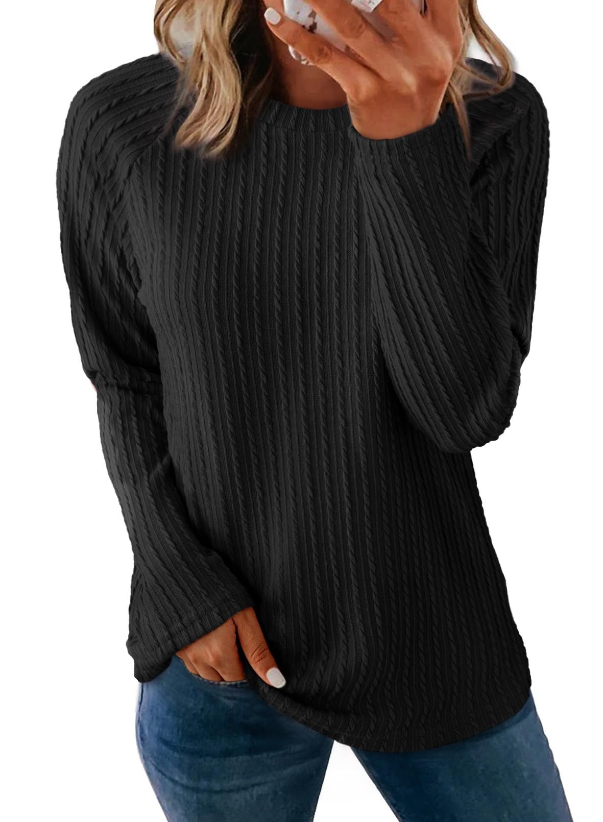 Foto 1 | Top Dokotoo De Manga Larga Para Mujer, Otoño 2024, Talla Grande, Color Negro - Venta Internacional.