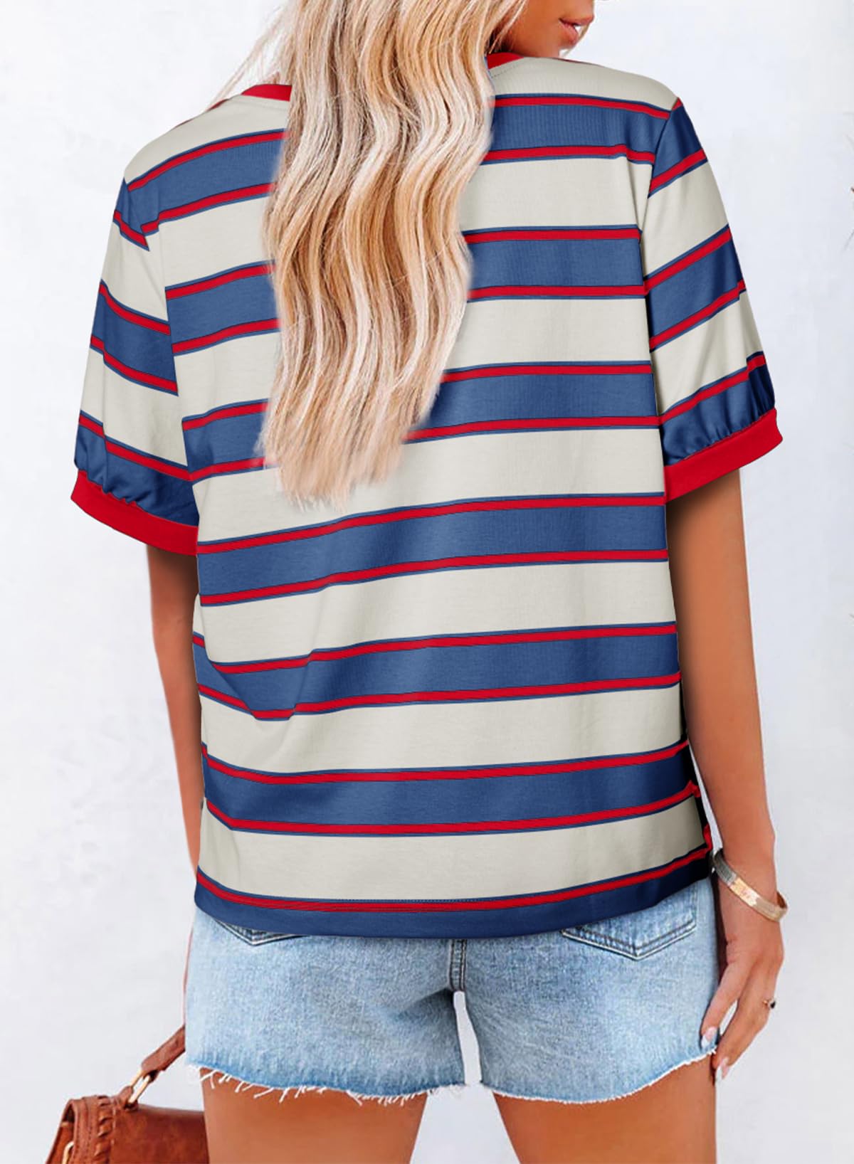 Foto 3 pulgar | Camiseta Dokotoo Para Mujer, Verano 2025, A Rayas, Color Rojo - Venta Internacional.