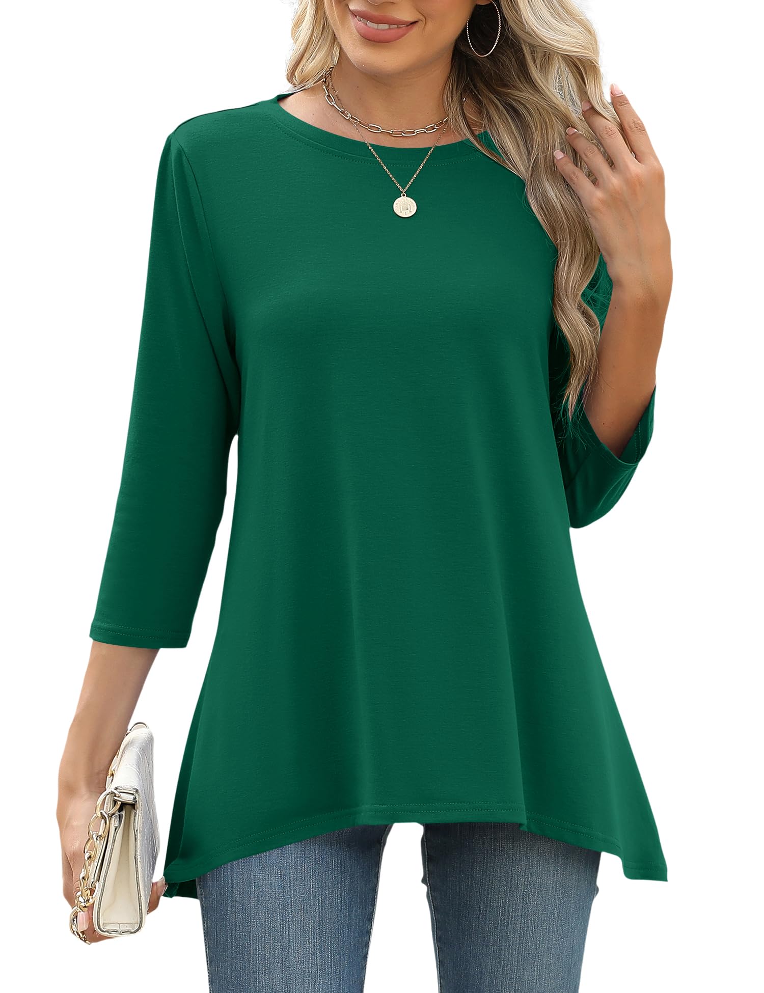Blusa Tipo Túnica Lomon Para Primavera Y Verano Con Mangas 3/4 Para Mujer, Color Verde Xl - Venta Internacional.