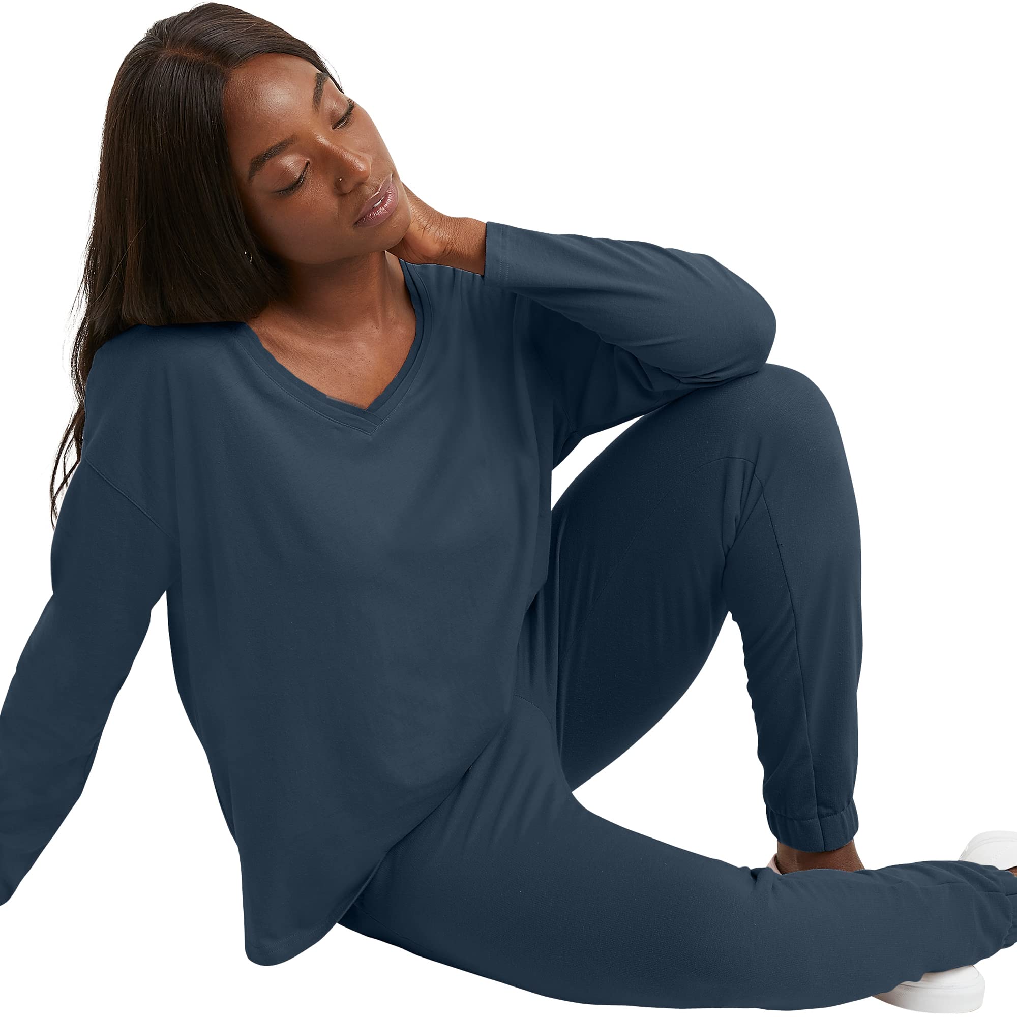 Foto 6 pulgar | Camiseta Hanes Comfortblend Originals Con Cuello En V Y Manga Larga - Venta Internacional.