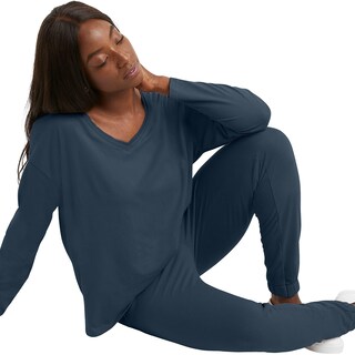 Foto 5 | Camiseta Hanes Comfortblend Originals Con Cuello En V Y Manga Larga - Venta Internacional.