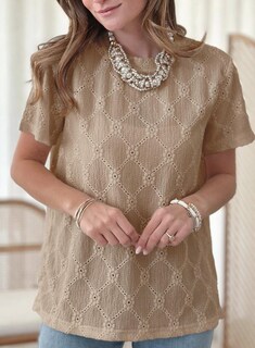 Foto 3 | Top Tipo Túnica Dokotoo Para Mujer, Manga Corta, Verano, Bordado Con Ojales - Venta Internacional.