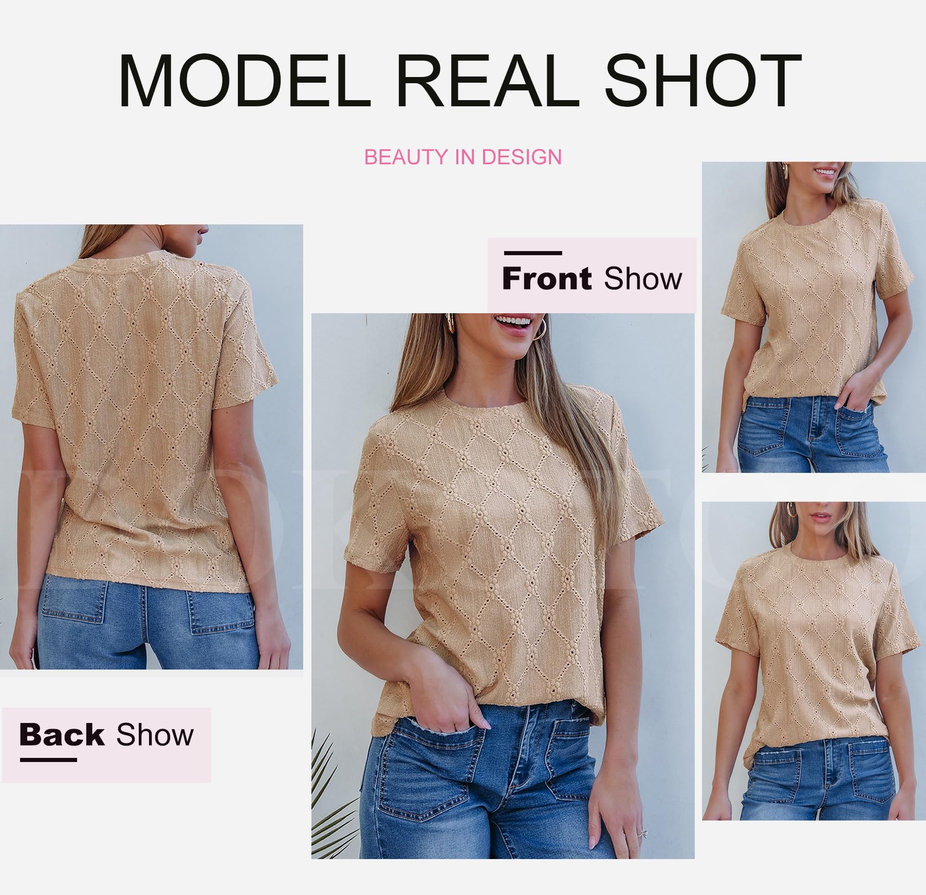 Foto 5 | Top Tipo Túnica Dokotoo Para Mujer, Manga Corta, Verano, Bordado Con Ojales - Venta Internacional.