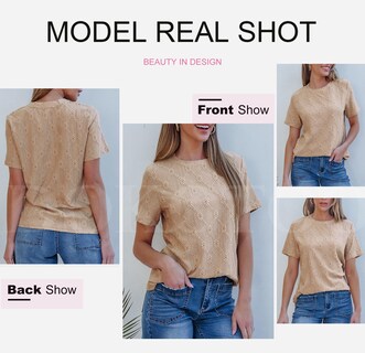 Foto 5 | Top Tipo Túnica Dokotoo Para Mujer, Manga Corta, Verano, Bordado Con Ojales - Venta Internacional.