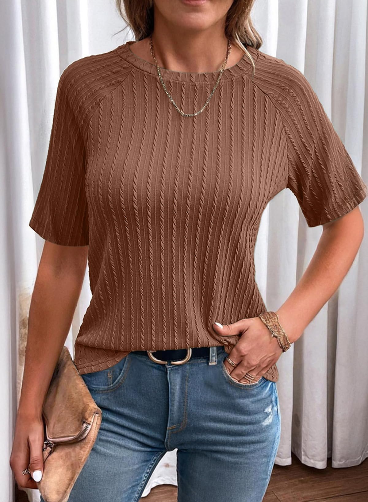 Foto 2 | Camisetas Dokotoo Summer 2025 Para Mujer, Cuello Redondo Y Manga Corta - Venta Internacional.