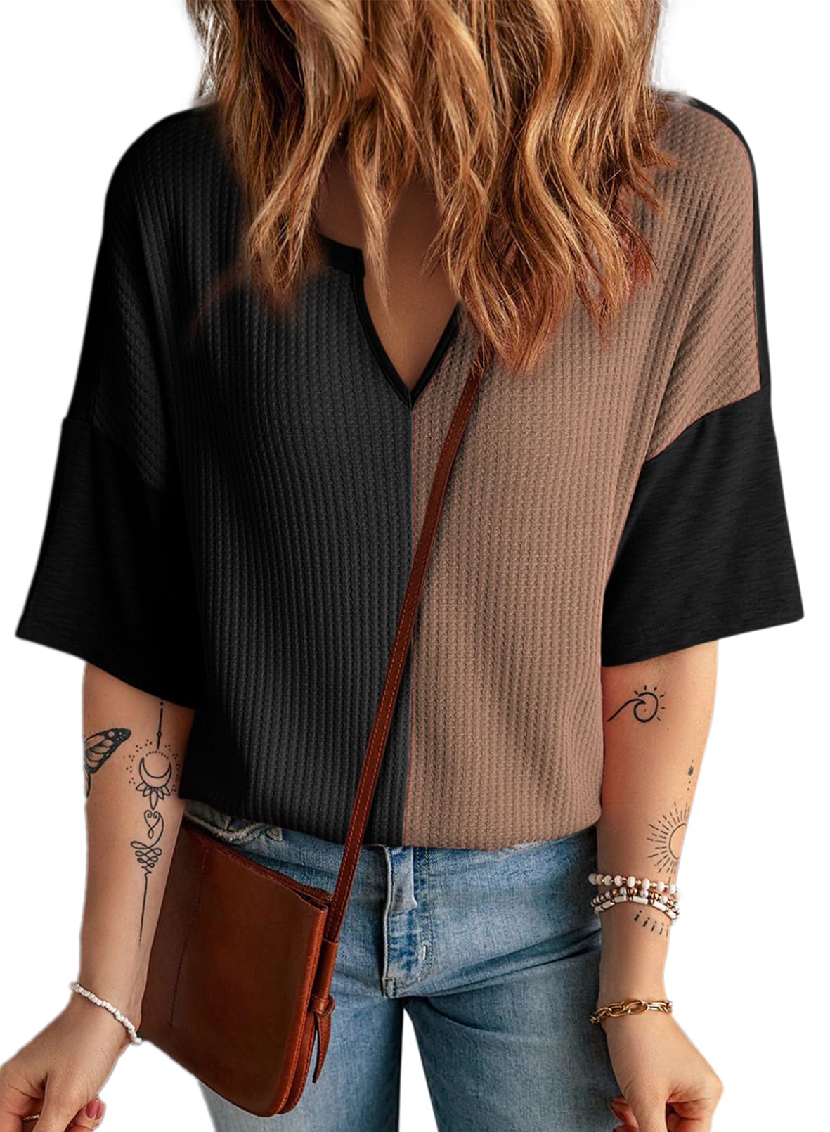 Foto 2 pulgar | Top Dokotoo Summer Fluffy Touch Waffle Con Cuello En V Para Mujer - Venta Internacional.