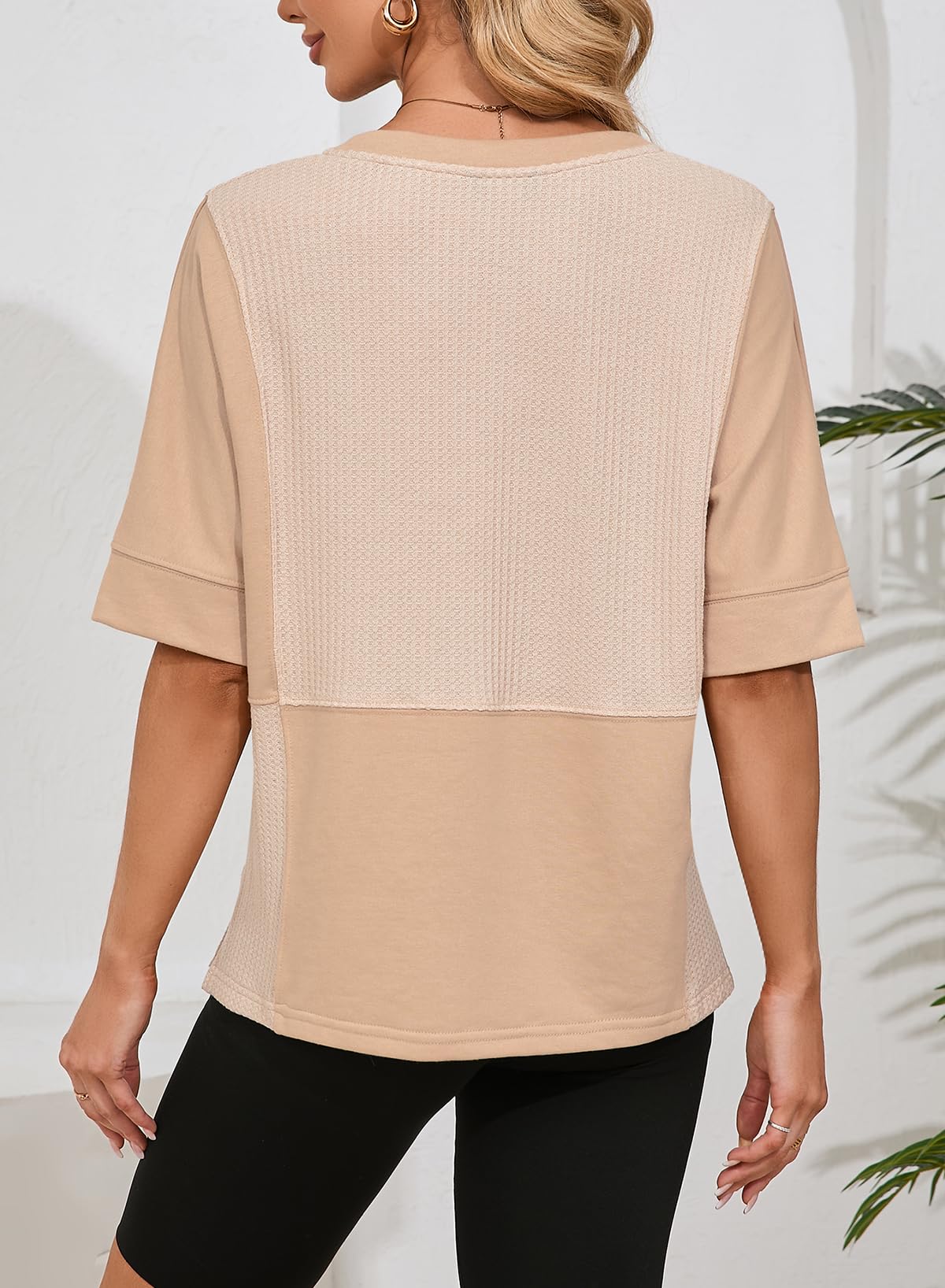 Foto 5 pulgar | Camiseta Dokotoo Brown Sobredimensionada De Punto Gofrado Con Cuello En V Para Mujer 2025 - Venta Internacional.