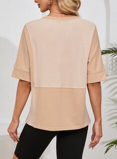 Foto 4 | Camiseta Dokotoo Brown Sobredimensionada De Punto Gofrado Con Cuello En V Para Mujer 2025 - Venta Internacional.