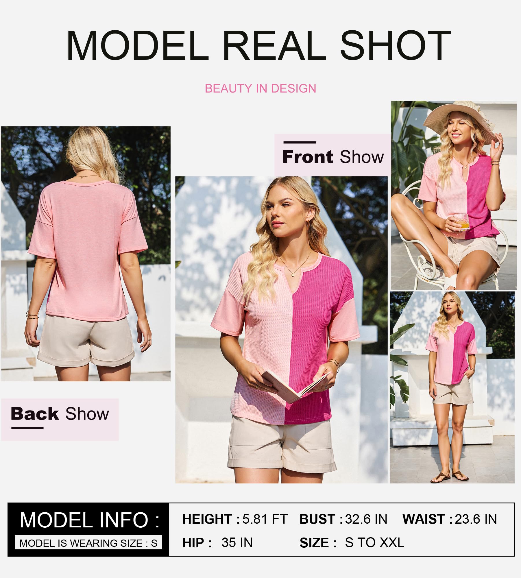 Foto 4 pulgar | Top Dokotoo Going Out Fluffy Touch Waffle Para Mujer, Color Rosa Intenso - Venta Internacional.