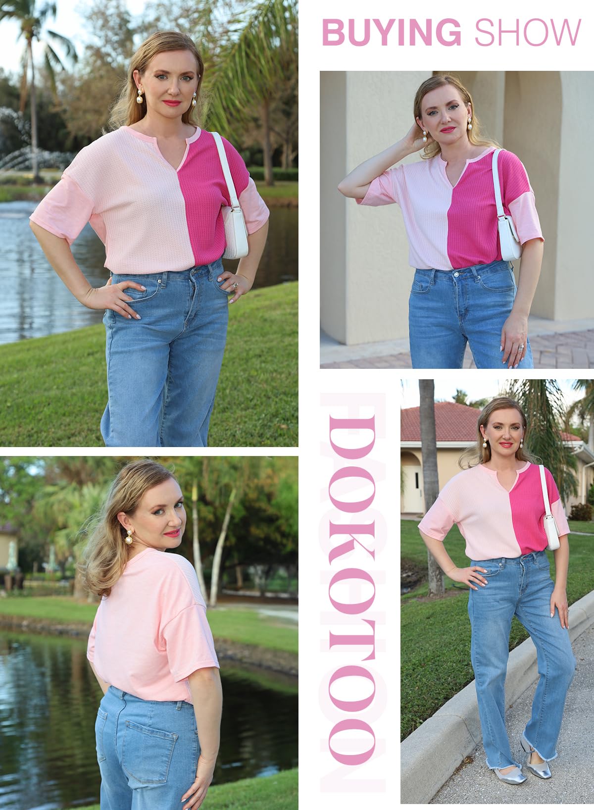 Foto 6 pulgar | Top Dokotoo Going Out Fluffy Touch Waffle Para Mujer, Color Rosa Intenso - Venta Internacional.