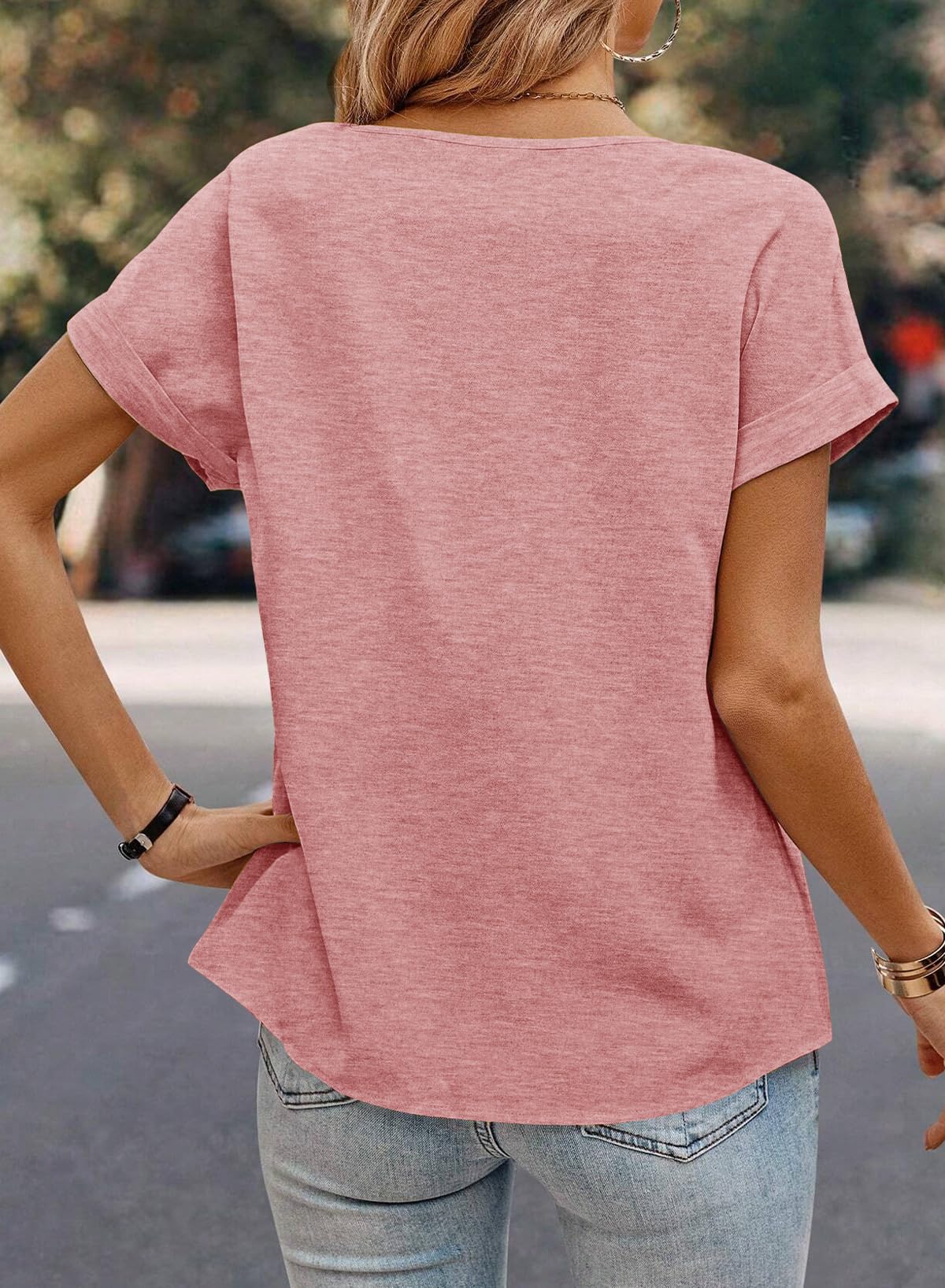 Foto 4 pulgar | Blusas Dokotoo Summer Para Mujer, De Gran Tamaño, Rosa, Xl - Venta Internacional.