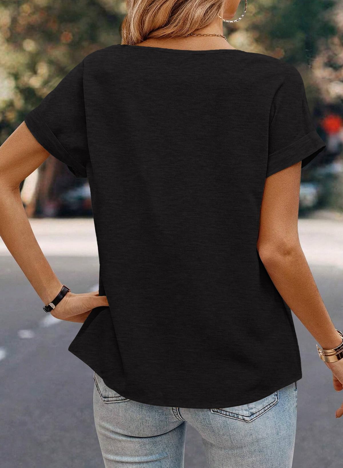 Foto 4 pulgar | Tops Dokotoo Para Mujer, Elegantes E Informales, Cuello Redondo, Manga Corta - Venta Internacional.